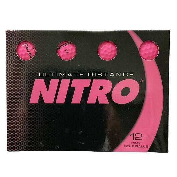 Nitro Ultimate Distance new nib Bright Pink Box of 12 Golf Balls - Picture 1 of 6